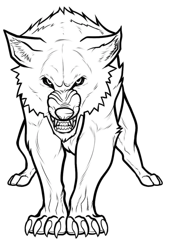 Coloriage Loup arctique en colère