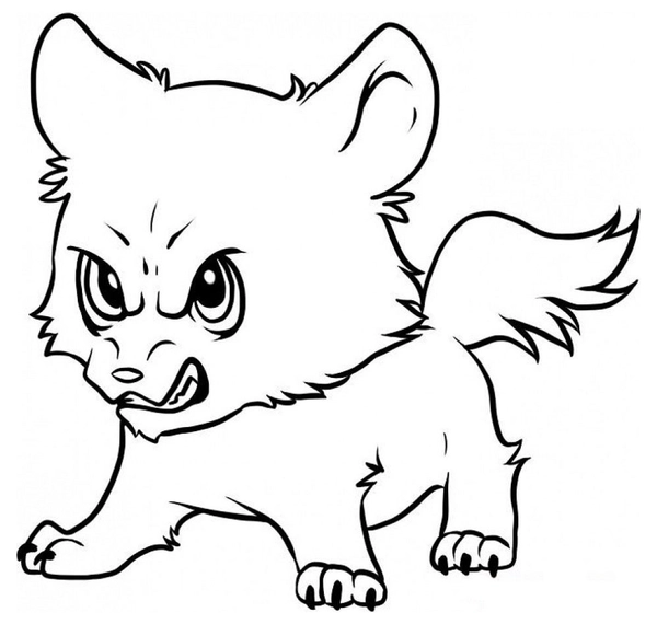 Dibujo para Colorear Bebé lobo enfadado