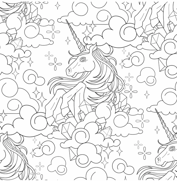 Dibujo para Colorear Unicornio en el cielo