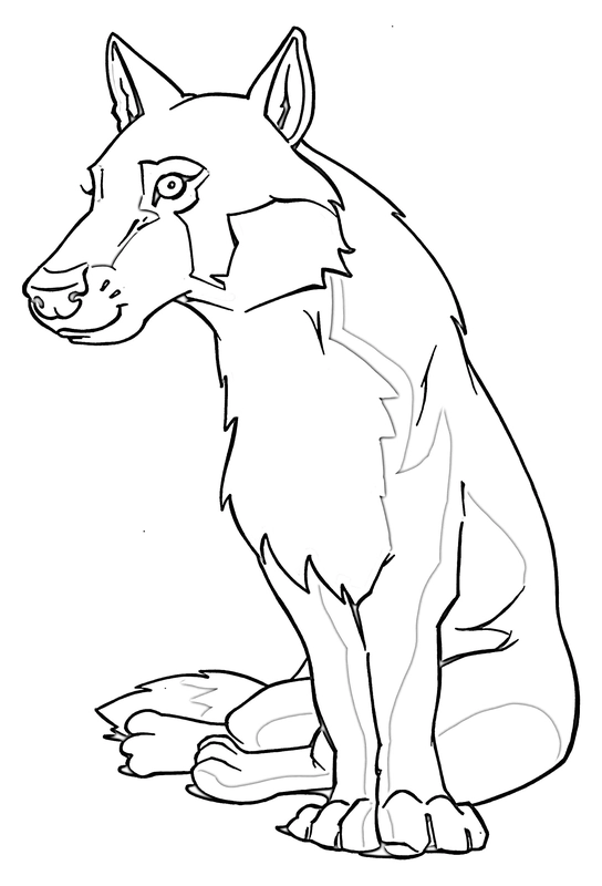 Sitting Wolf Coloring Page