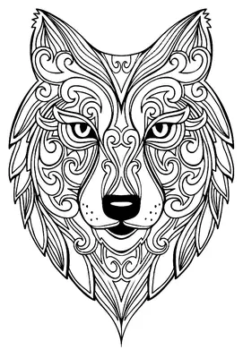 Zentangle Wolven Hoofd Volwassenen