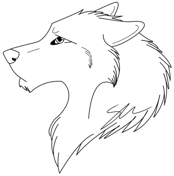 Wolf Head from Side Coloring Page