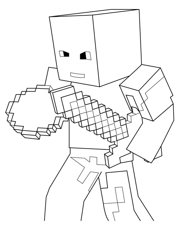 🖍️ Minecraft Character Sword - Printable Coloring Page for Free - Pupla.com