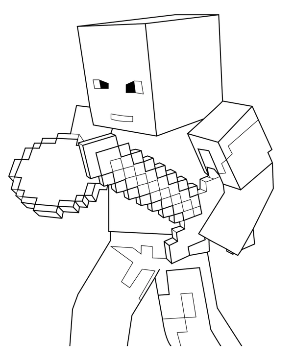 Minecraft Charakter Schwert Ausmalbild