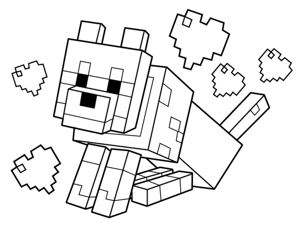 Minecraft Dog Coloring Page