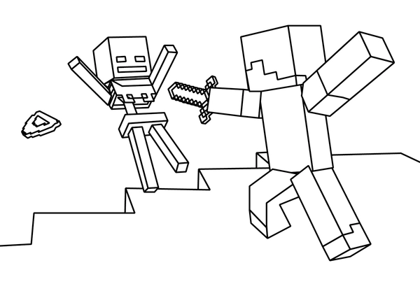 Minecraft Fighting Coloring Page