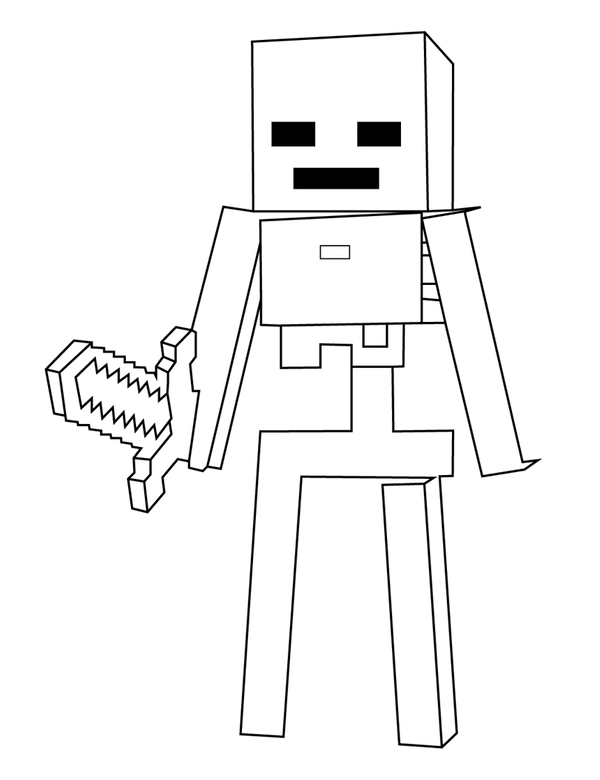Dibujo para Colorear Esqueleto Minecraft