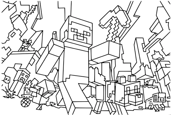 minecraft steve coloring pages