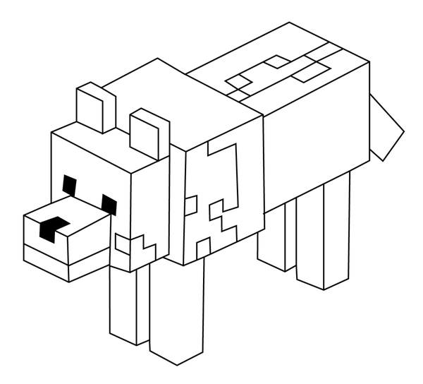 Dibujo para Colorear Minecraft Lobo