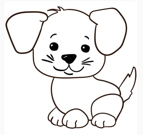 Schattige Zittende Cartoon Puppy Kleurplaat