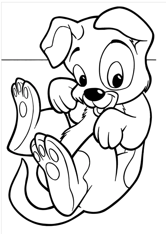 Puppy Lying on Back Coloring Page