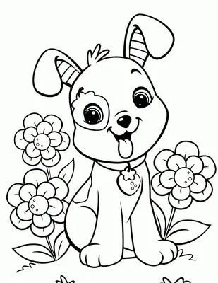 Puppy met Bloemen