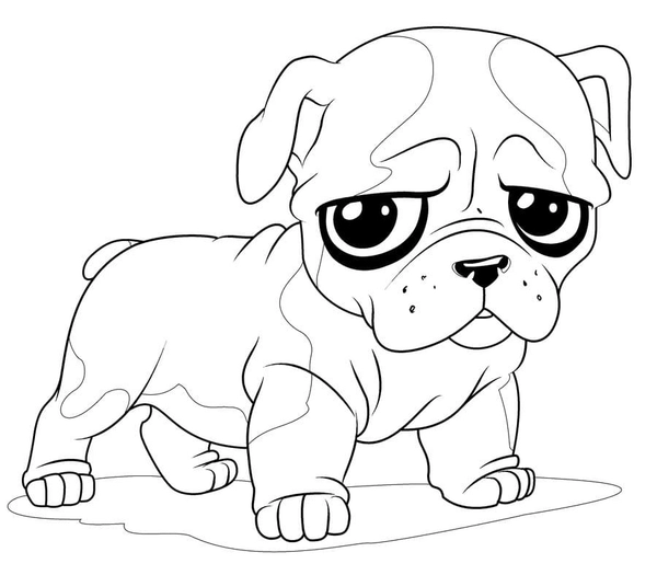 Dibujo para Colorear Cachorro de aspecto triste