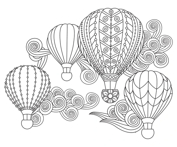Adults Hot Air Balloons Coloring Page