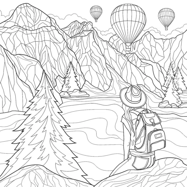 Adults Mountains Coloring Page