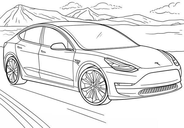 Cars Tesla Coloring Page