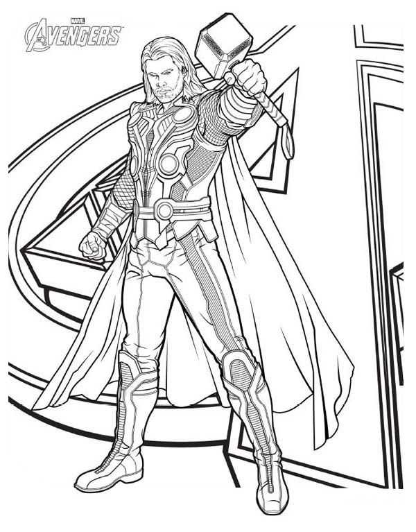 Dibujo para Colorear Avengers Thor