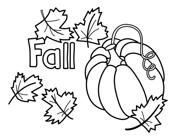 Fall Pumpkin Leaf Coloring Page